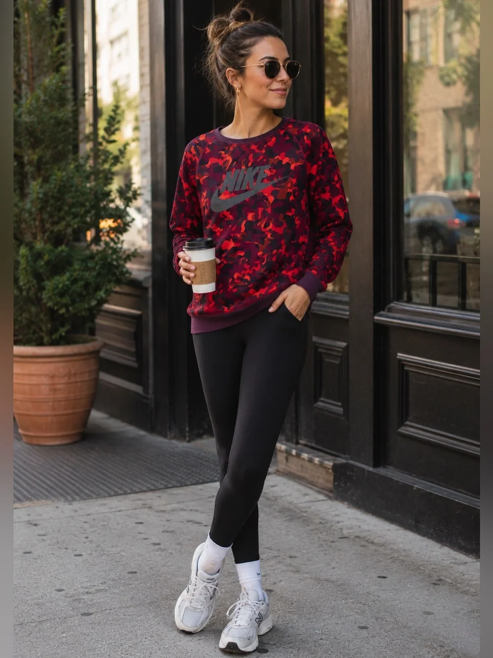 Nike Sweatshirt Red Camo Rally BF Crewneck Pullover Long Sleeve